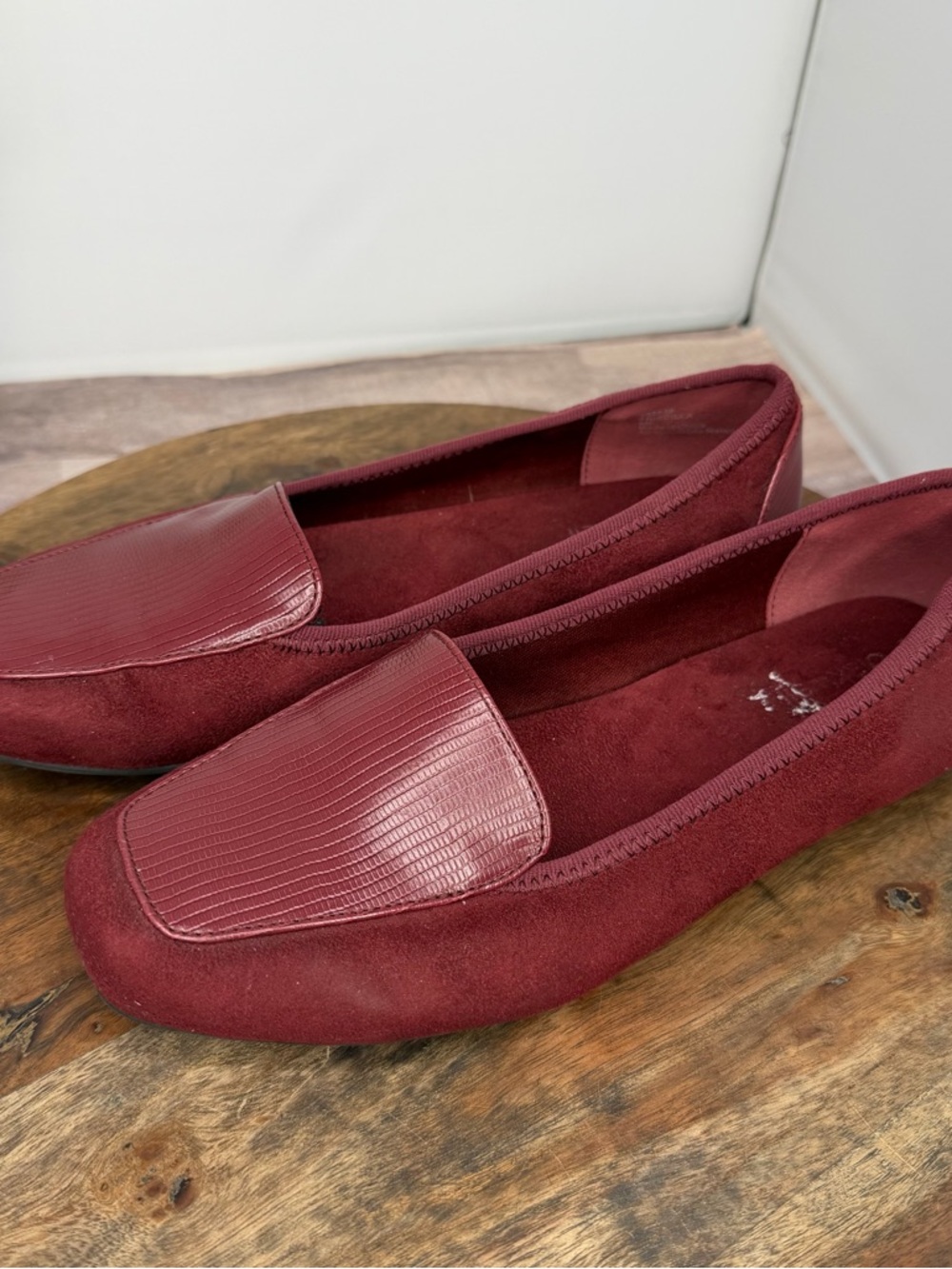 Lauren Blakwell-  Women's Burgundy Suede Loafers - Size: 8